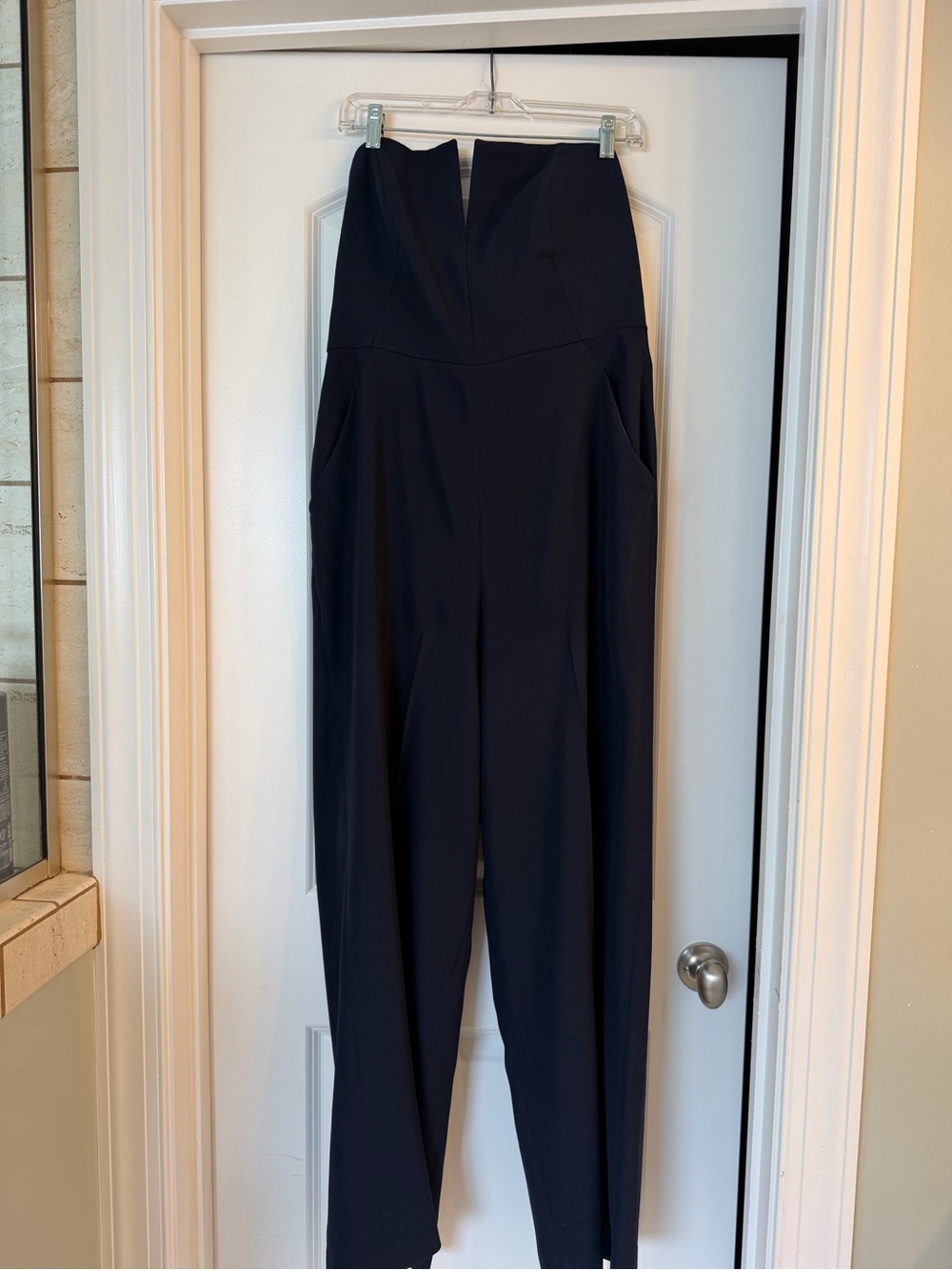 White House Black Market Strapless Navy Jumpsuit